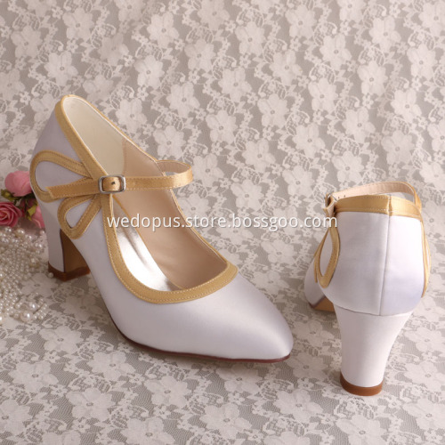 Comfortable Court Shoes for Women White Satin